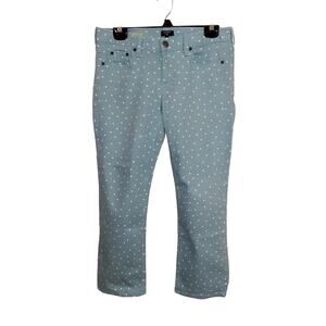 J. Crew Matchstick Aqua Polka Dot Crop Jeans Size 28